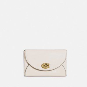COACH Leather Turnlock Card Case in White